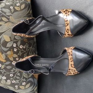 Franco Sarto Leopard T-Strap Heels - Size 8.5